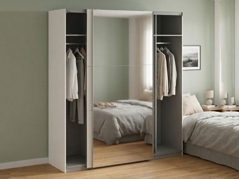 Guardaroba con appendiabiti bianco e grigio 195x220h cm - Andretta