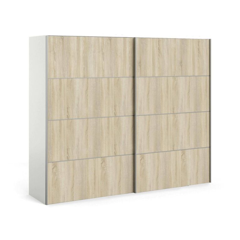 Guardaroba con appendiabiti bianco e quercia 242x201h cm - Acerno