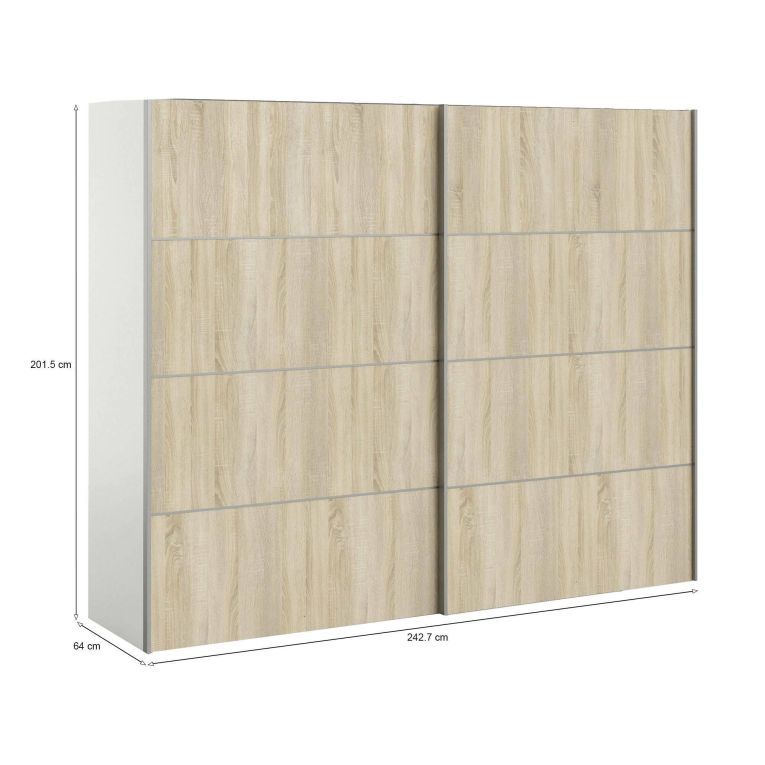 Guardaroba con appendiabiti bianco e quercia 242x201h cm - Acerno