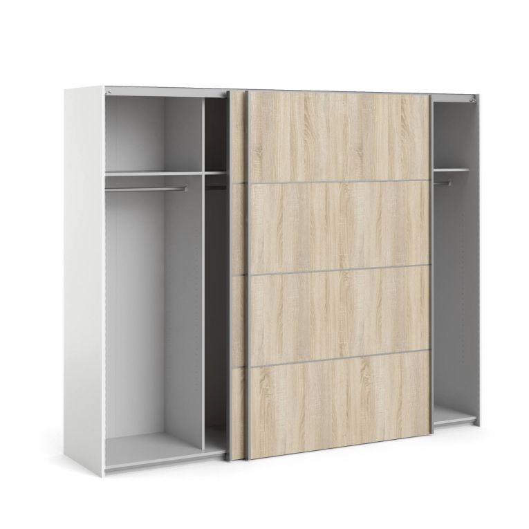 Guardaroba con appendiabiti bianco e quercia 242x201h cm - Acerno