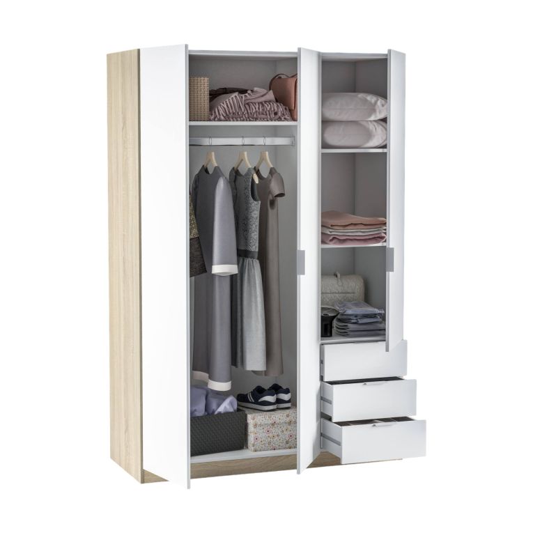 Guardaroba con appendiabiti bianco e rovere 121x180h cm - Apaches