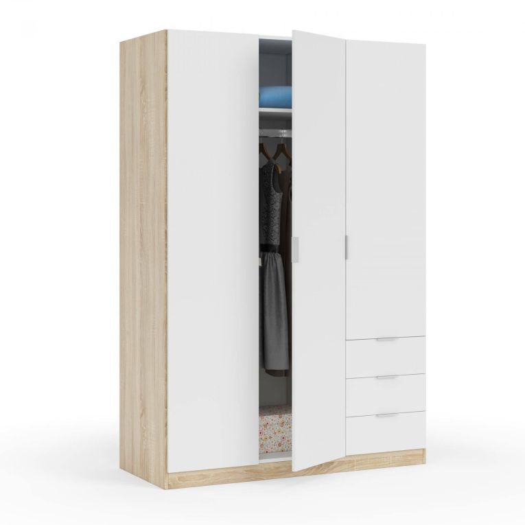 Guardaroba con appendiabiti bianco e rovere 121x180h cm - Apaches