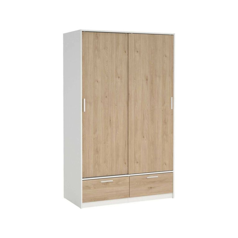 Guardaroba con appendiabiti bianco e rovere 121x200h cm - Kammuri