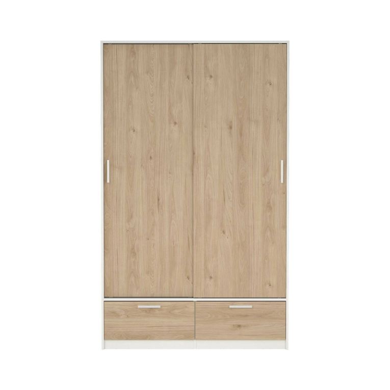 Guardaroba con appendiabiti bianco e rovere 121x200h cm - Kammuri