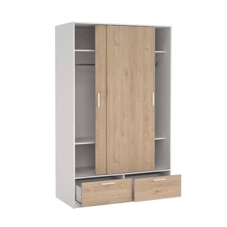 Guardaroba con appendiabiti bianco e rovere 121x200h cm - Kammuri