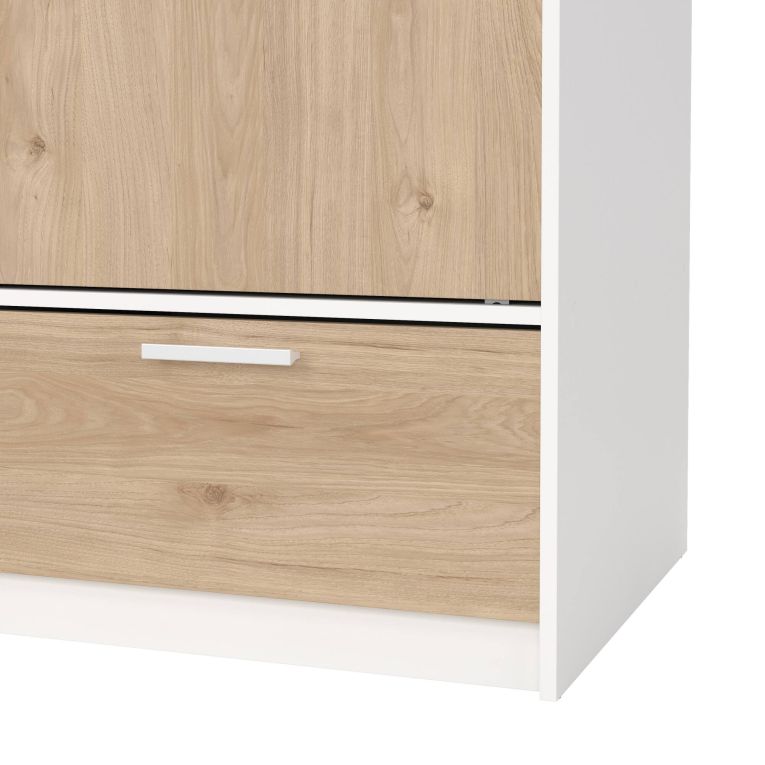 Guardaroba con appendiabiti bianco e rovere 121x200h cm - Kammuri