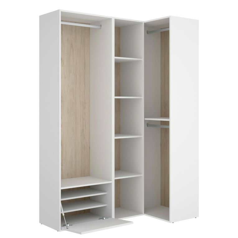 Guardaroba con appendiabiti bianco e rovere 144x205h cm - Tobias