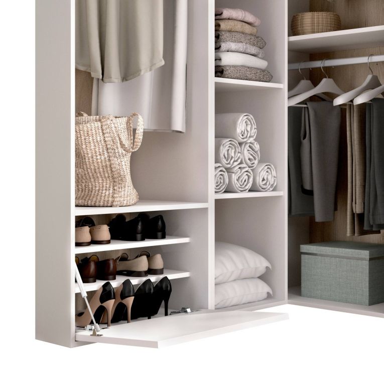 Guardaroba con appendiabiti bianco e rovere 144x205h cm - Tobias