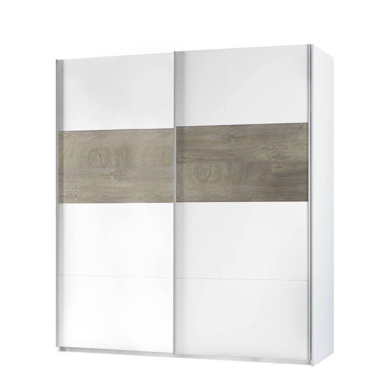 Guardaroba con appendiabiti bianco e rovere 180x200h cm - Ainu