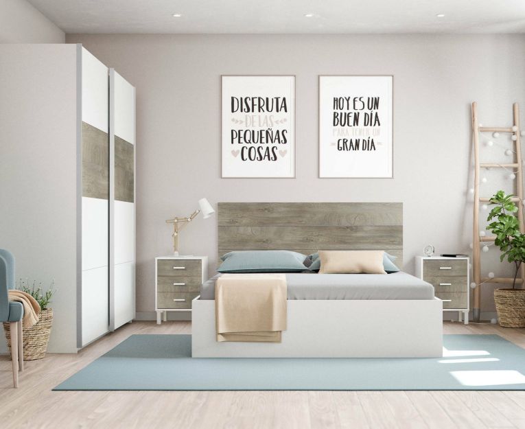Guardaroba con appendiabiti bianco e rovere 180x200h cm - Ainu