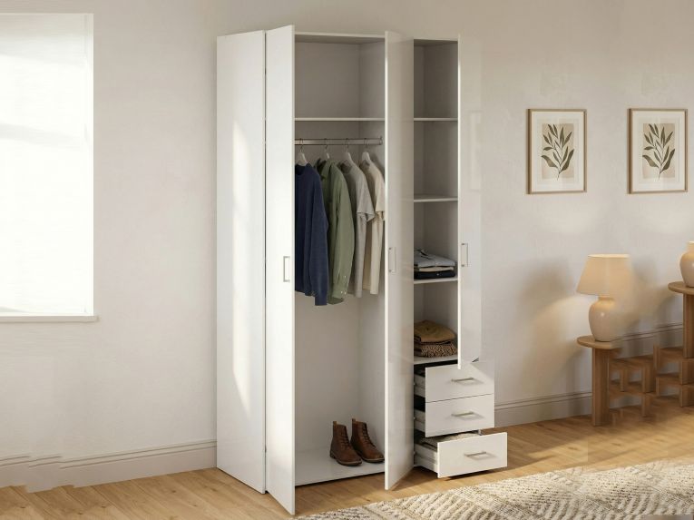 Guardaroba con appendiabiti bianco lucido 115x200h cm - Aquilone