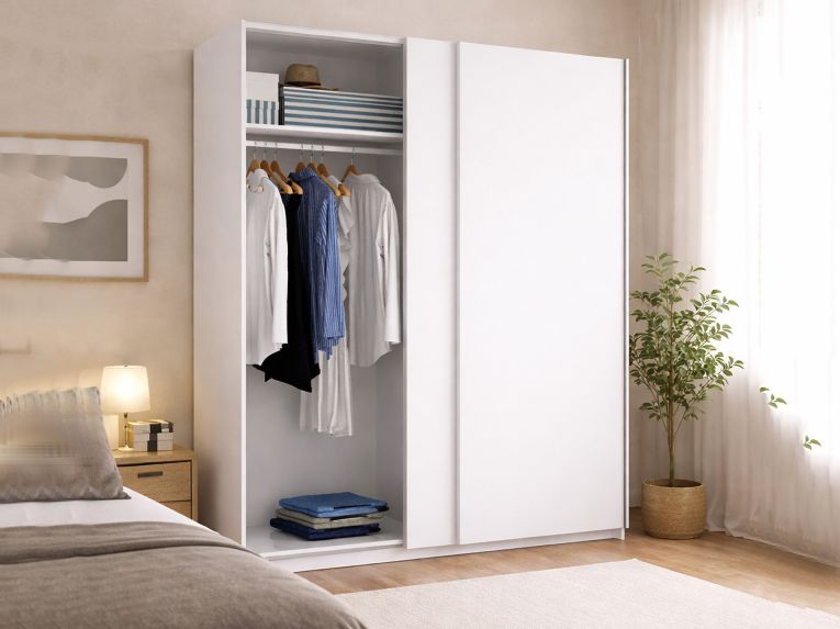 Guardaroba con appendiabiti bianco lucido 150x204h cm - Anda