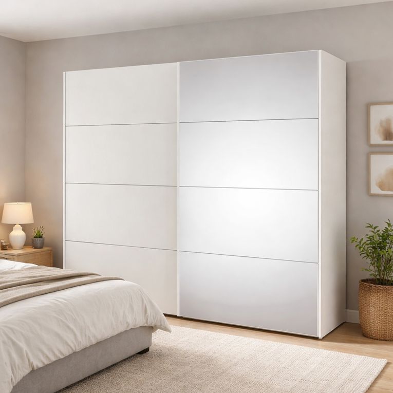 Guardaroba con appendiabiti bianco lucido 242x220h cm - Tobie