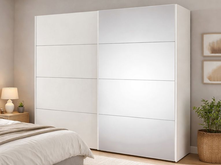 Guardaroba con appendiabiti bianco lucido 242x220h cm - Tobie