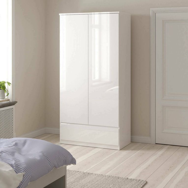 Guardaroba con appendiabiti bianco lucido 98x200h cm - Kab