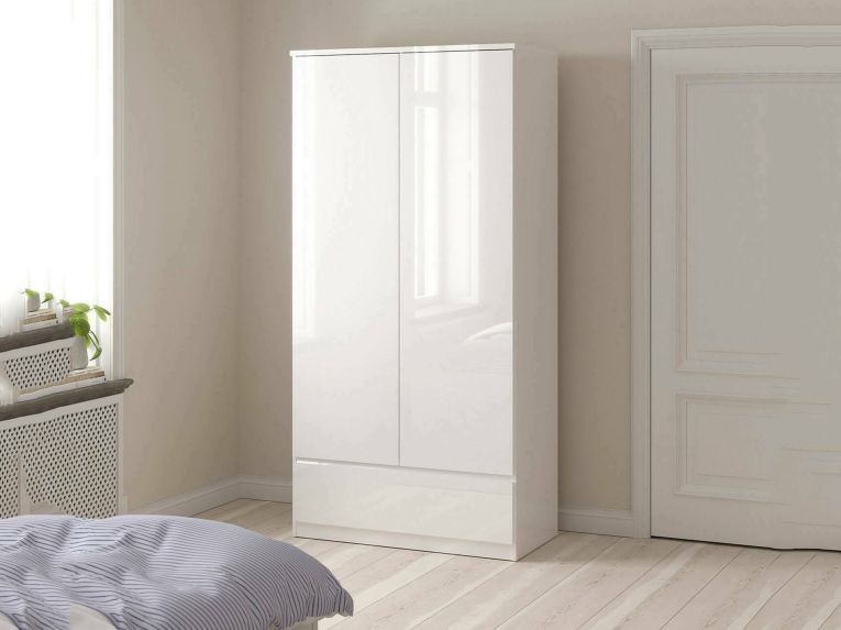 Guardaroba con appendiabiti bianco lucido 98x200h cm - Kab