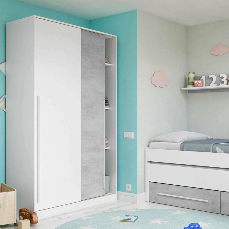 Guardaroba con appendiabiti cemento e bianco 120x200h cm - Aristode