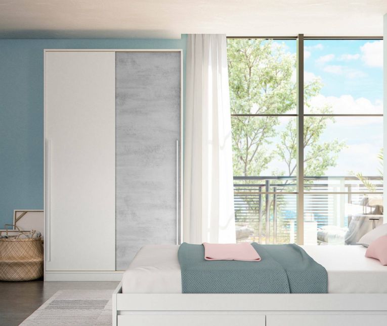 Guardaroba con appendiabiti cemento e bianco 120x200h cm - Aristode