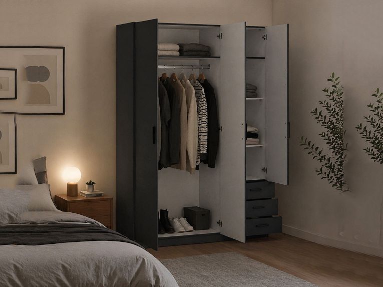 Guardaroba con appendiabiti grigio 147x200h cm - Simeon