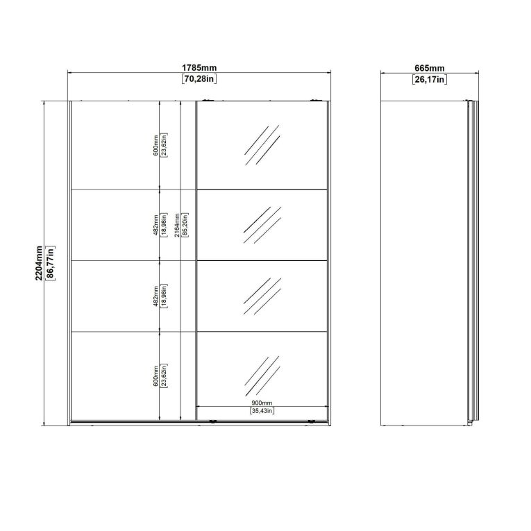 Guardaroba con appendiabiti grigio 178x220h cm - Malakas