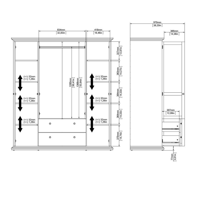 Guardaroba con appendiabiti grigio 181x200h cm - Amarena