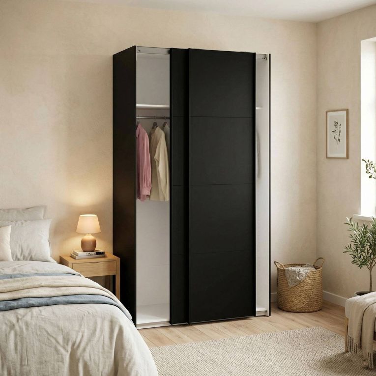 Guardaroba con appendiabiti nero 122x220h cm - Adria
