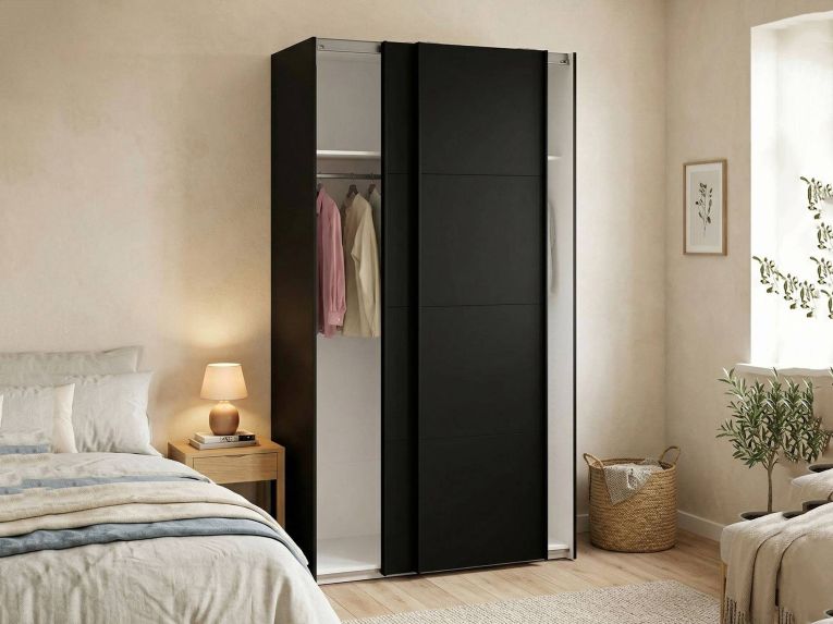 Guardaroba con appendiabiti nero 122x220h cm - Adria