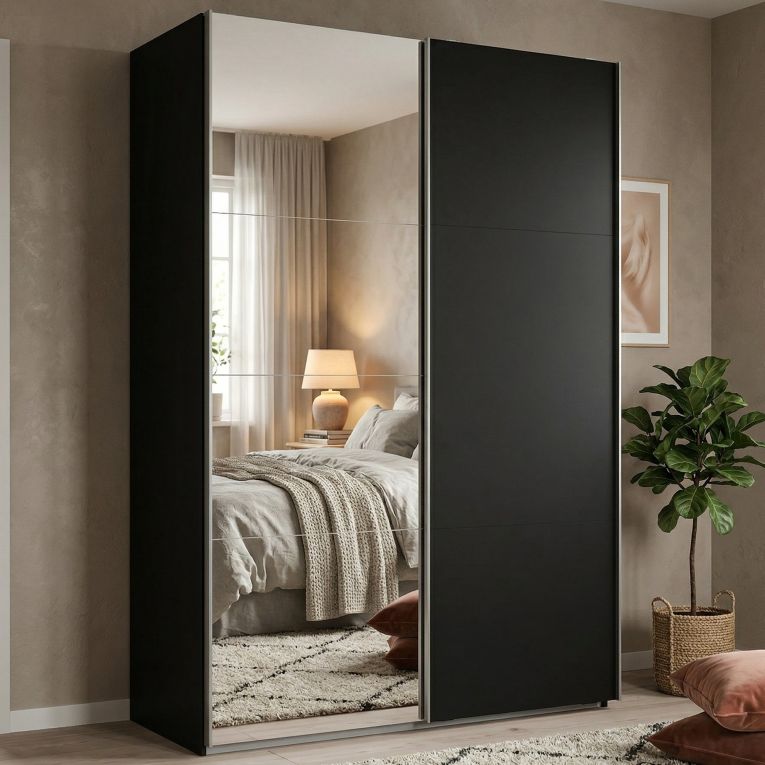 Guardaroba con appendiabiti nero 150x218h cm - Alfano