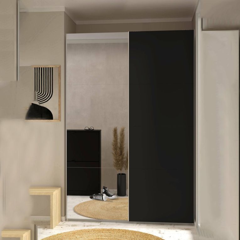 Guardaroba con appendiabiti nero 150x218h cm - Alfano