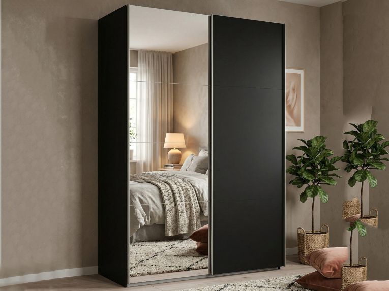 Guardaroba con appendiabiti nero 150x218h cm - Alfano