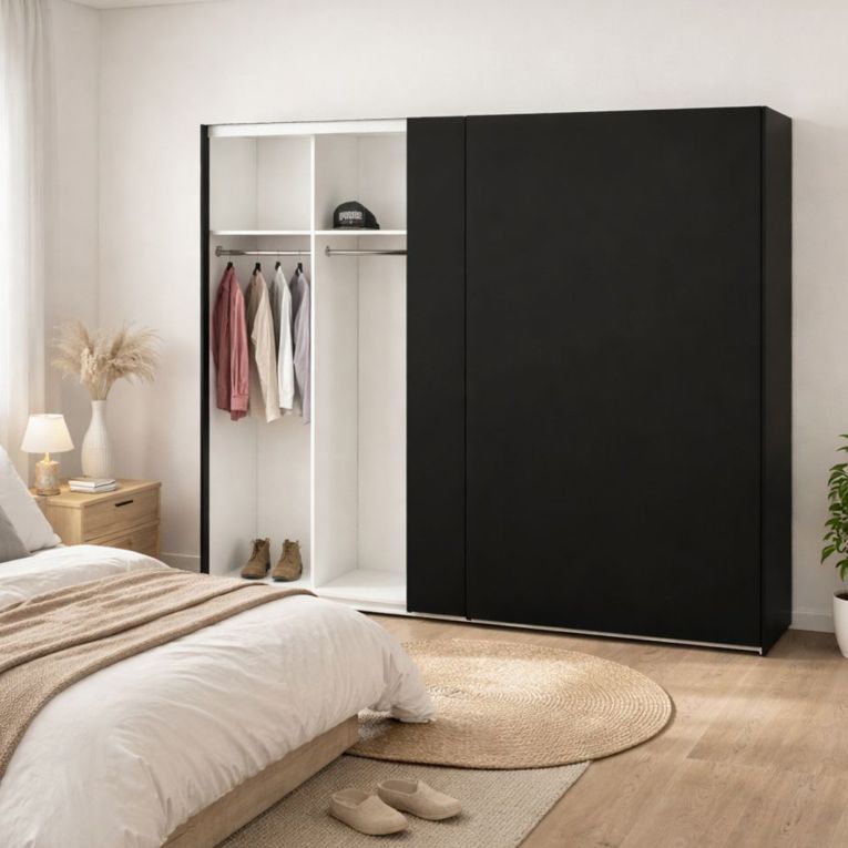 Guardaroba con appendiabiti nero 242x220h cm - Badesse
