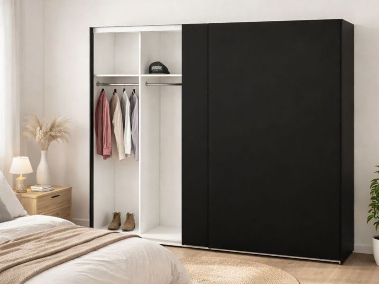 Guardaroba con appendiabiti nero 242x220h cm - Badesse