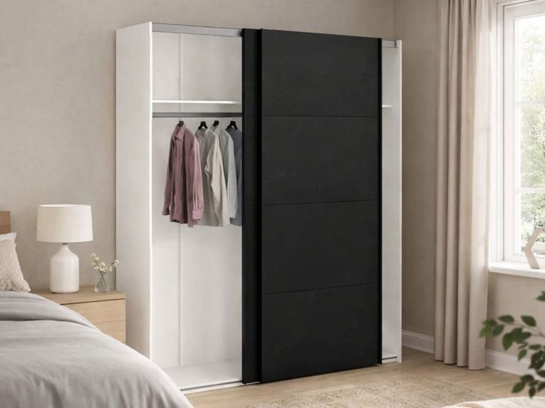 Guardaroba con appendiabiti nero e bianco 182x220h cm - Portlouis