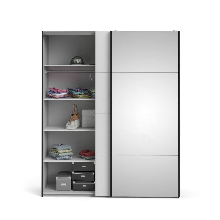 Guardaroba con appendiabiti nero e bianco lucido 182x220h cm - Taxus