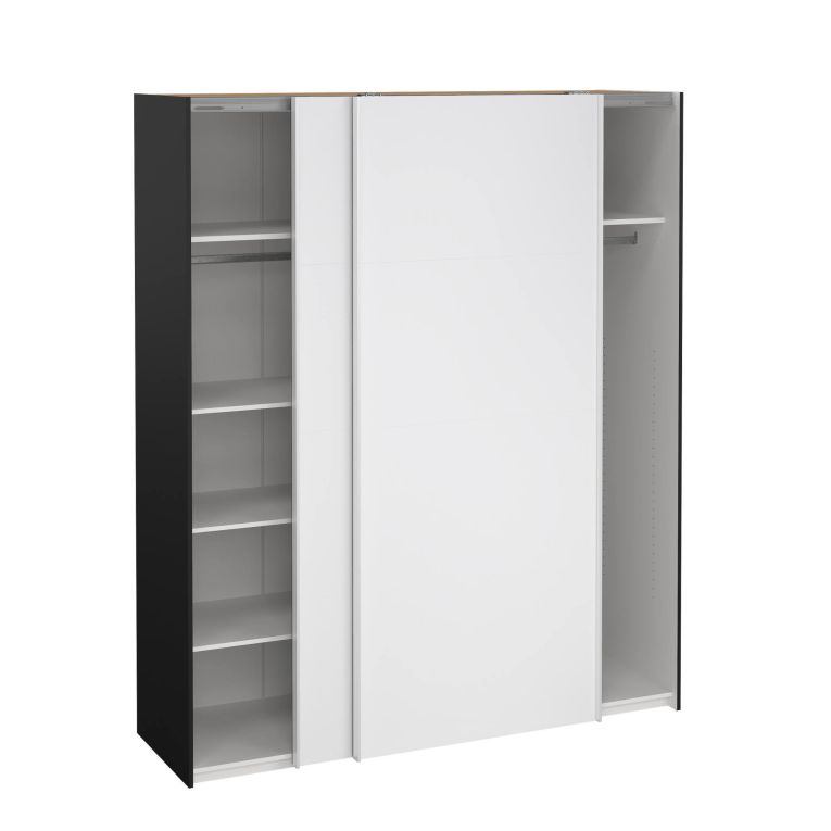 Guardaroba con appendiabiti nero e bianco lucido 182x220h cm - Taxus