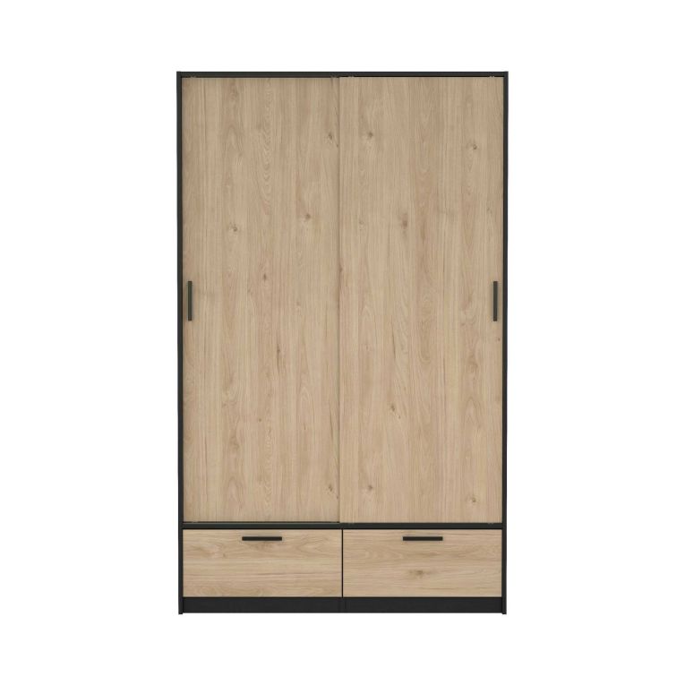 Guardaroba con appendiabiti nero e rovere 121x200h cm - Kammuri