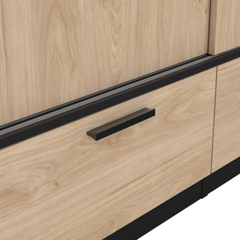 Guardaroba con appendiabiti nero e rovere 121x200h cm - Kammuri