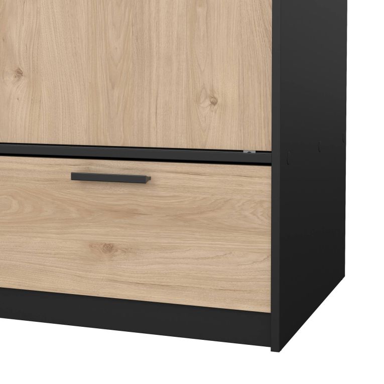 Guardaroba con appendiabiti nero e rovere 121x200h cm - Kammuri