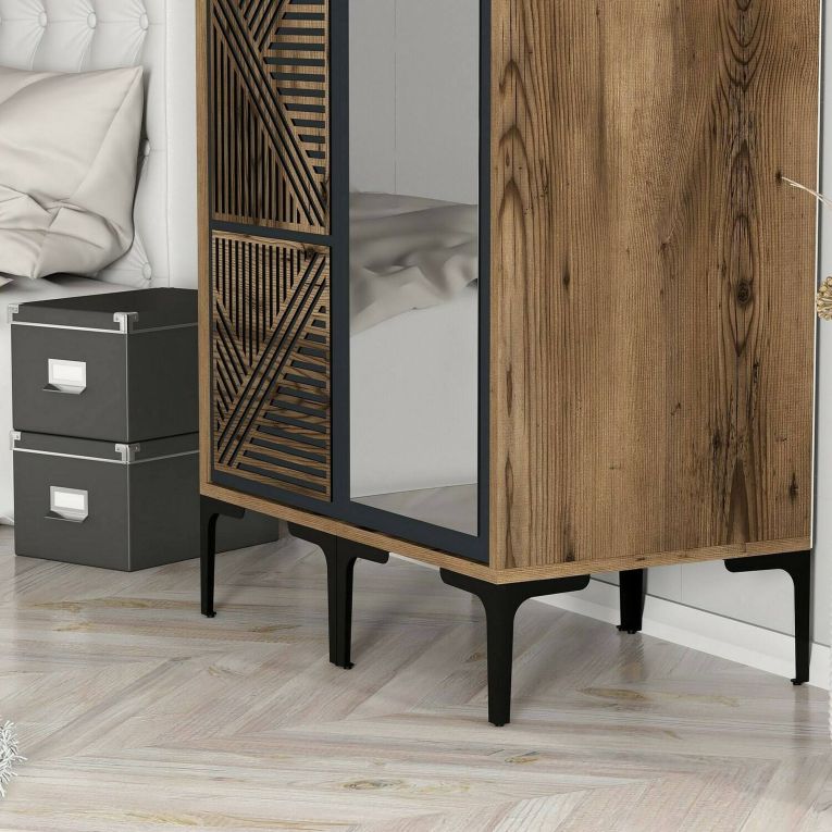 Guardaroba con appendiabiti noce e antracite 80x200h cm - Ramallah