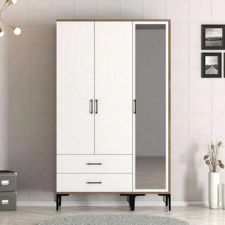 Guardaroba con appendiabiti noce e bianco 120x200h cm - Petroleuse