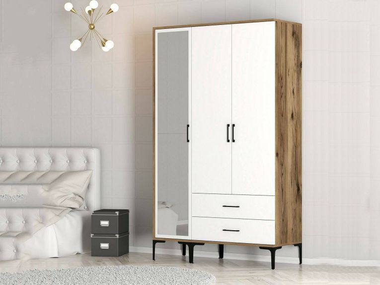 Guardaroba con appendiabiti noce e bianco 120x200h cm - Petroleuse
