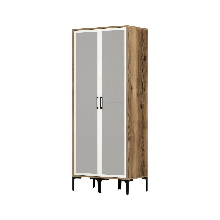 Guardaroba con appendiabiti noce e bianco 80x200h cm - Bagnone