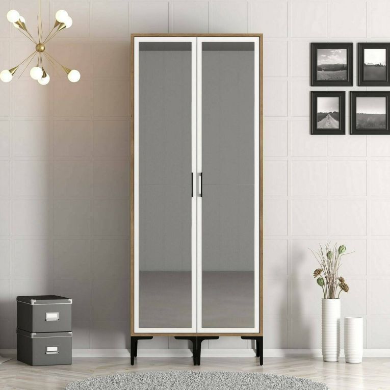 Guardaroba con appendiabiti noce e bianco 80x200h cm - Bagnone