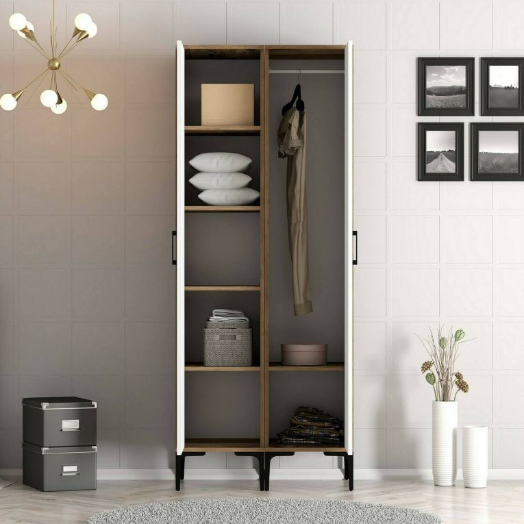Guardaroba con appendiabiti noce e bianco 80x200h cm - Bagnone