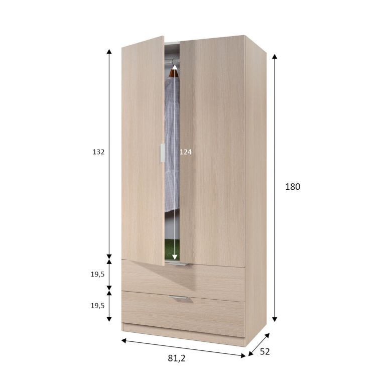 Guardaroba con appendiabiti quercia 81x180h cm - Appadu