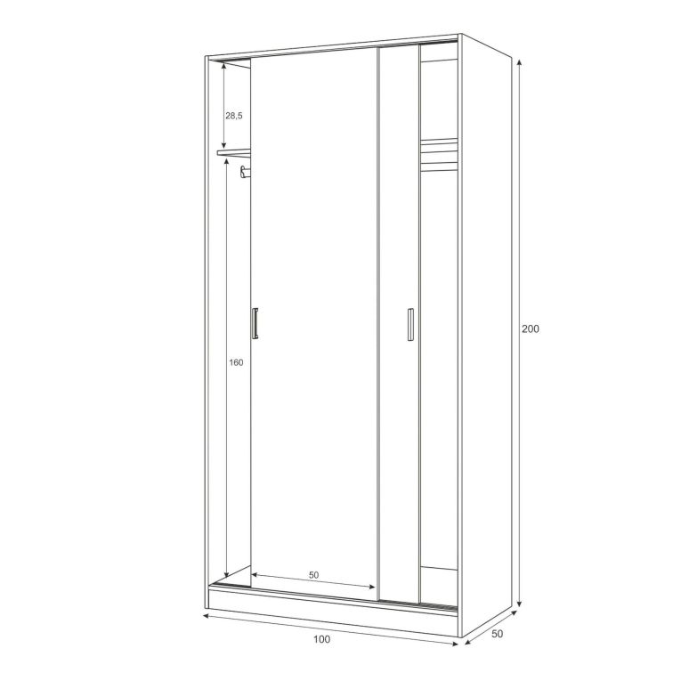 Guardaroba con appendiabiti rovere 100x200h cm - Alt