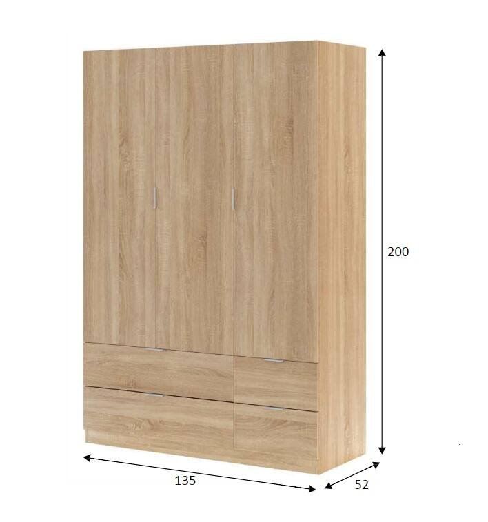 Guardaroba con appendiabiti rovere 135x200h cm - Ababala