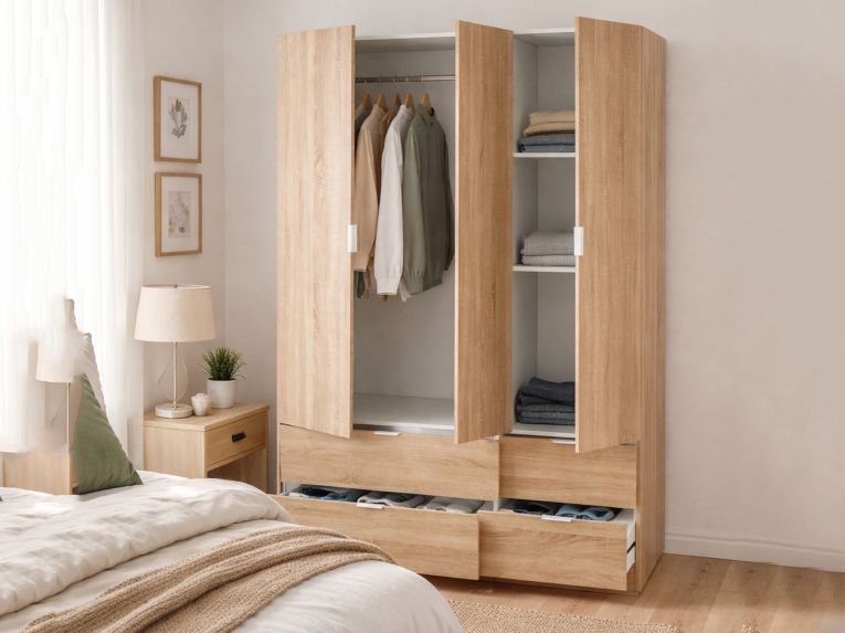 Guardaroba con appendiabiti rovere 135x200h cm - Ababala