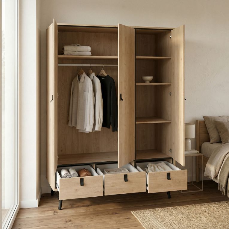 Guardaroba con appendiabiti rovere 150x200h cm - Zerbo