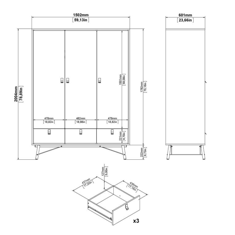 Guardaroba con appendiabiti rovere 150x200h cm - Zerbo